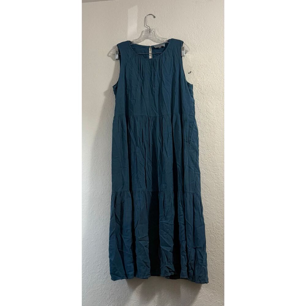 Laurie Felt Sleeveless Tiered Maxi Dress- teal Medium sundress
